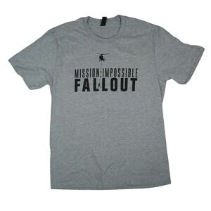 Mission Impossible Fallout T-Shirt Mens L Gray Graphic Movie Promo Tom Cruise